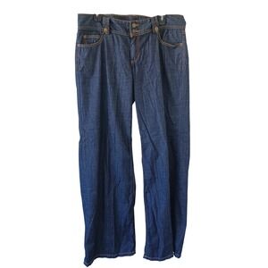 Michael Kors Womens Size 12 Dark Wash Wide Leg Denim Trouser Jeans Blue Mid Rise